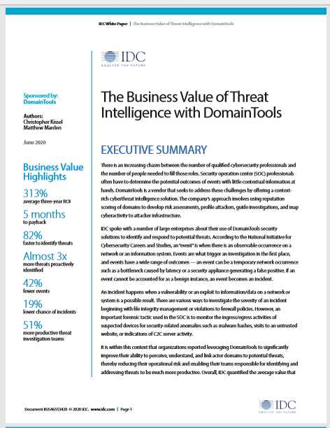 The Value of Threat Intelligence with DomainTools: Identify Threats 82% Faster